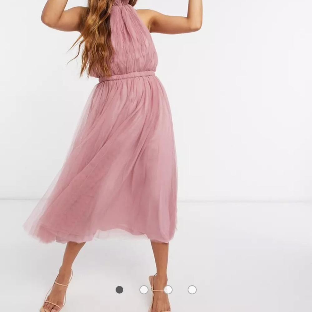 Rose High Neck Tulle Maxi Dress